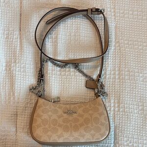 Coach Beige Crossbody Bag with Chain Strap
